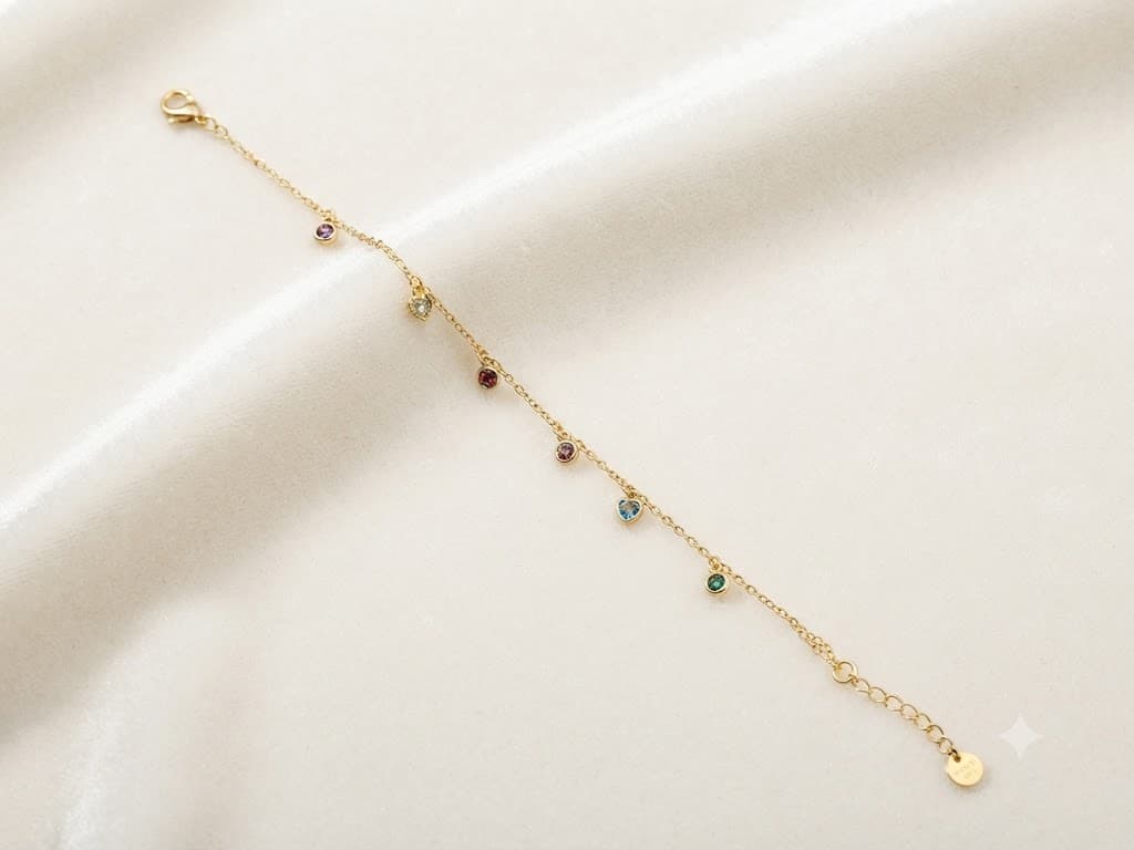Multi-Color Heart & Bezel Charm Bracelet