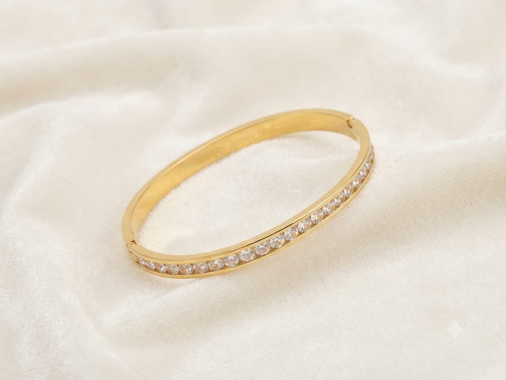 Gold Crystal Eternity Bangle