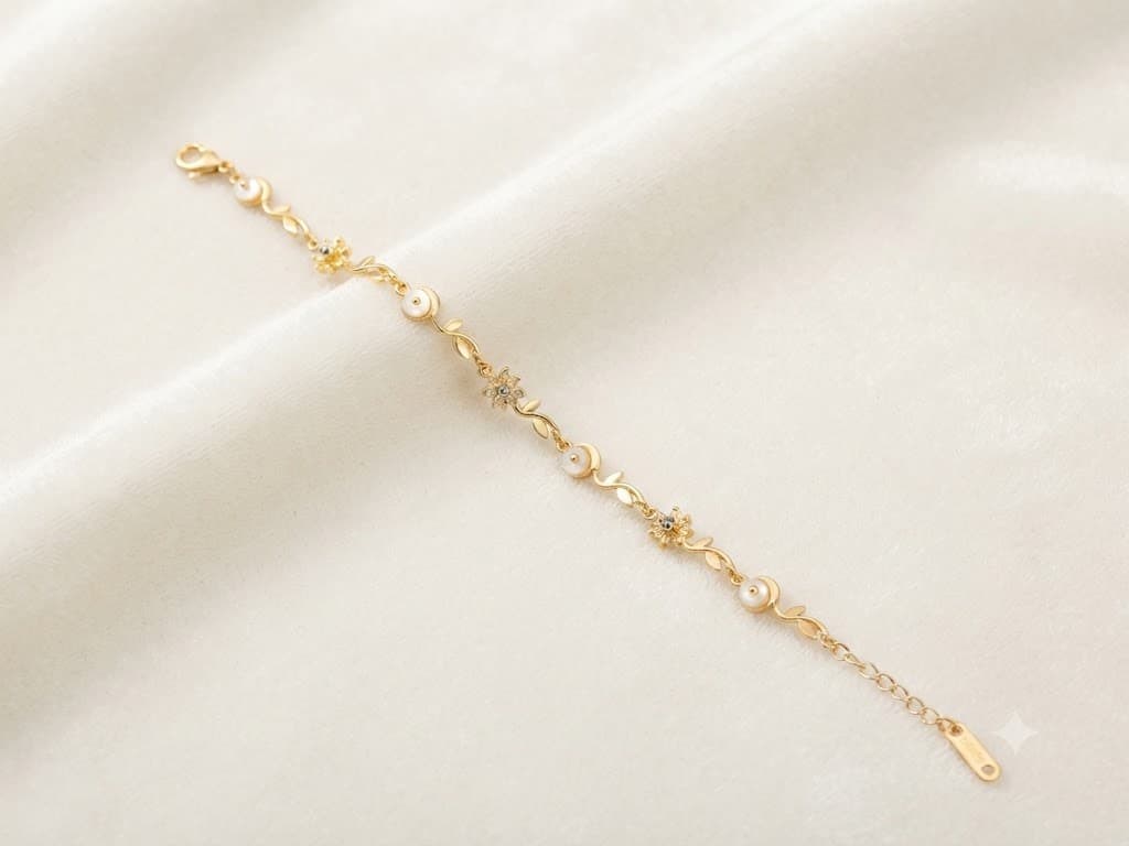Floral & Pearl Vine Gold Bracelet