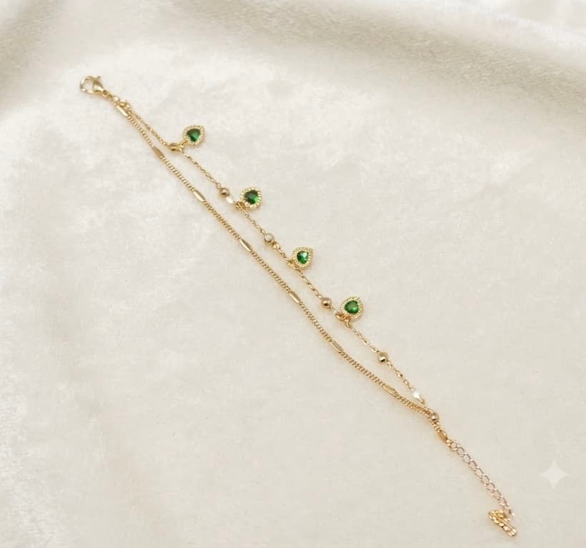 Emerald Heart Layered Bracelet
