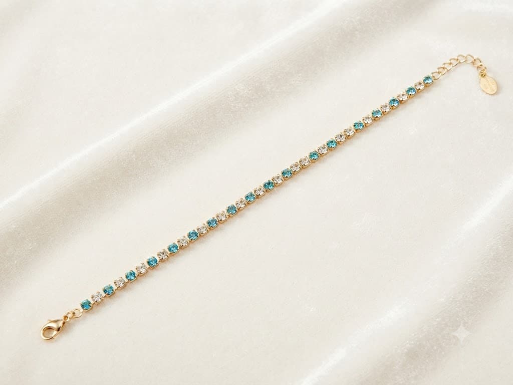 Turquoise & Crystal Alternating Tennis Bracelet