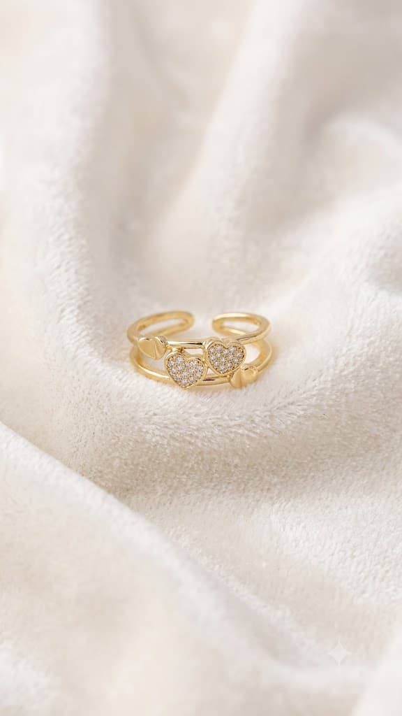 Twin Hearts Open Ring