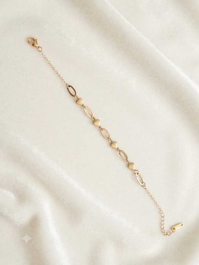 Heart & Oval Link Mixed-Chain Bracelet