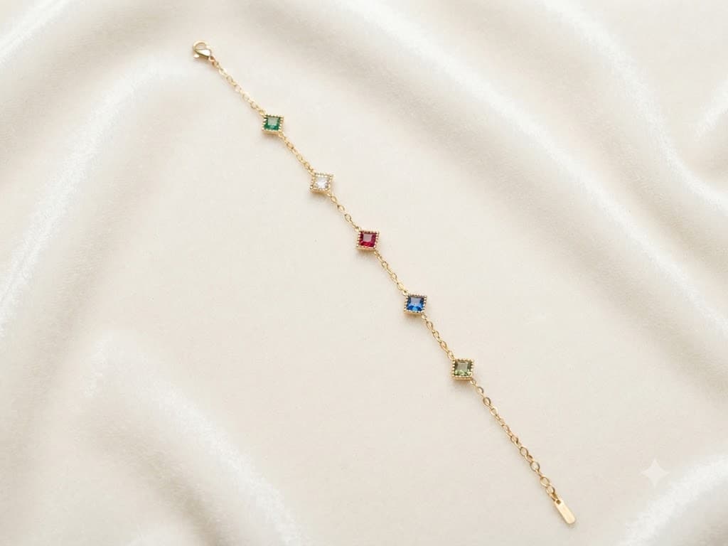 Rainbow Gemstone Station Bracelet