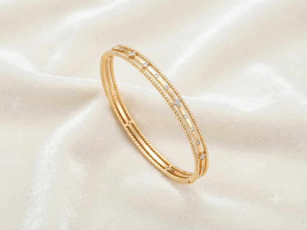 Beaded Triple-Strand Crystal Bangle