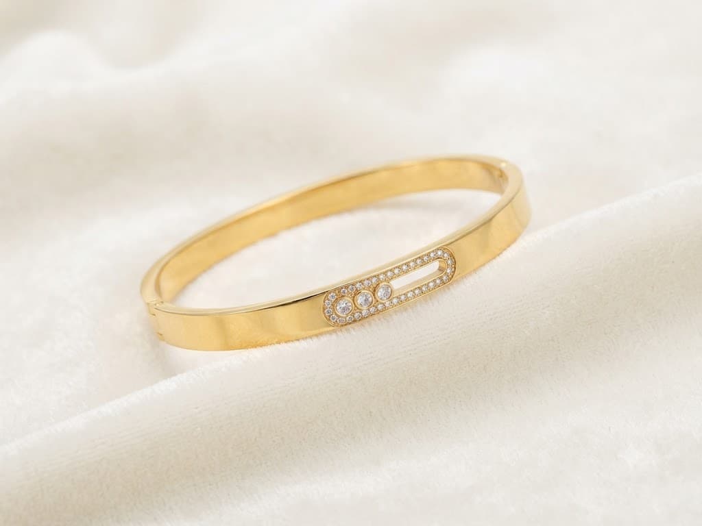 Gold Pavé & Sliding Trio Bangle